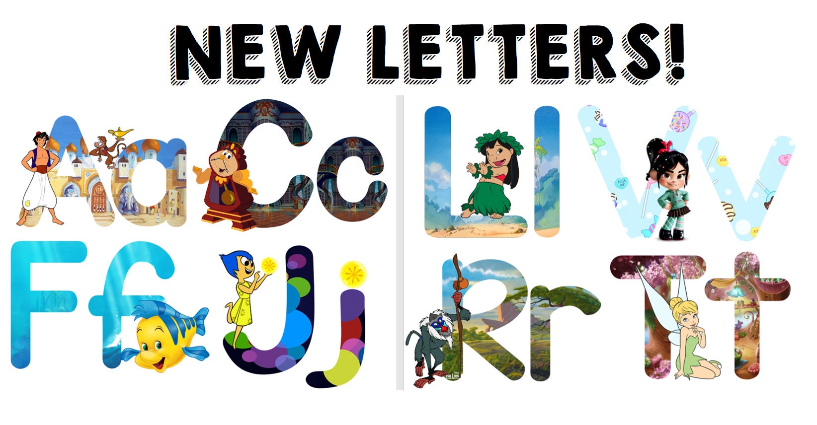 Disney Inspired Alphabet Posters And Cards Etsy