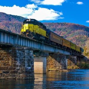 Photograph of a train crossing the Hiwassee River.