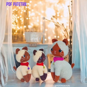 Sitzendes Siamesisches Kätzchen Amigurumi Muster | Katze gehäkelt, Anleitung | Amigurumi-Katze | gehäkelte Siamkatze | Englisches Muster | einfache Häkelanleitung