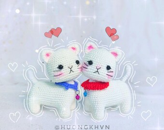 Patrón de crochet para gato amigurumi: Gatito blanco (PDF en inglés)