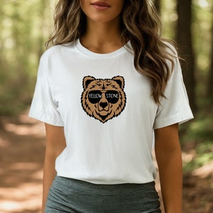 Yellowstone Bear Sunglasses T-Shirt - Playful Wildlife Tee with Free Shipping