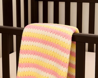Padrão de crochê para manta de bebê listrada para iniciantes