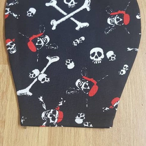 Pirate skull and crossbones print, open bottom  - Cotton Stoma bag pouch cover for Ostomy Ileostomy Colostomy