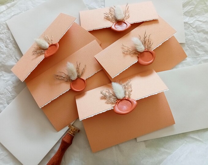 faire part de mariage graminées et couleur pêche