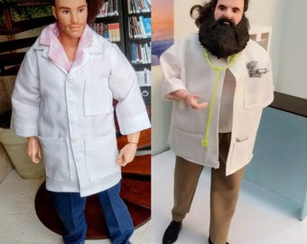 Male doctor, lab medical coat for 1-6 scale fashion doll/action figure.  Available in several sizes.