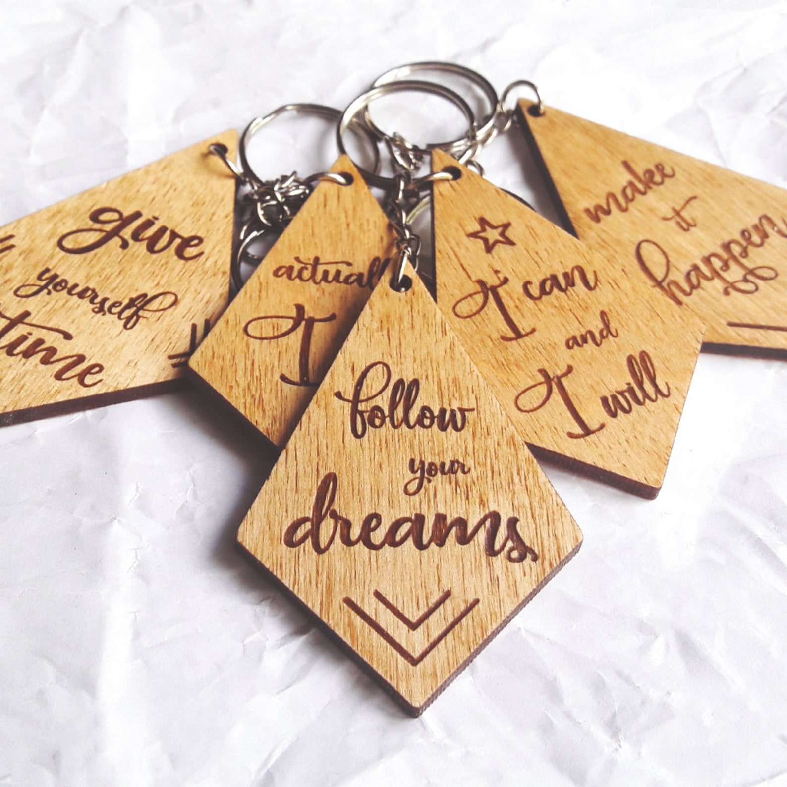 Keychain with motivational inspirational quotes / laser cut Etsy
