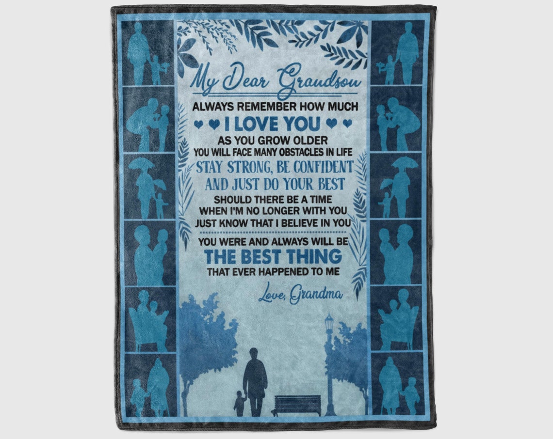 To My Grandson Blanket From Grandma Gift For Grandson Etsy