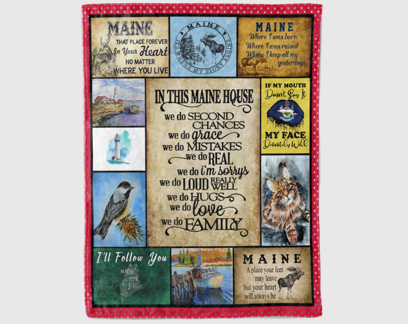 Maine State Blanket Maine Life Blanket Maine Vibes Blanket Etsy