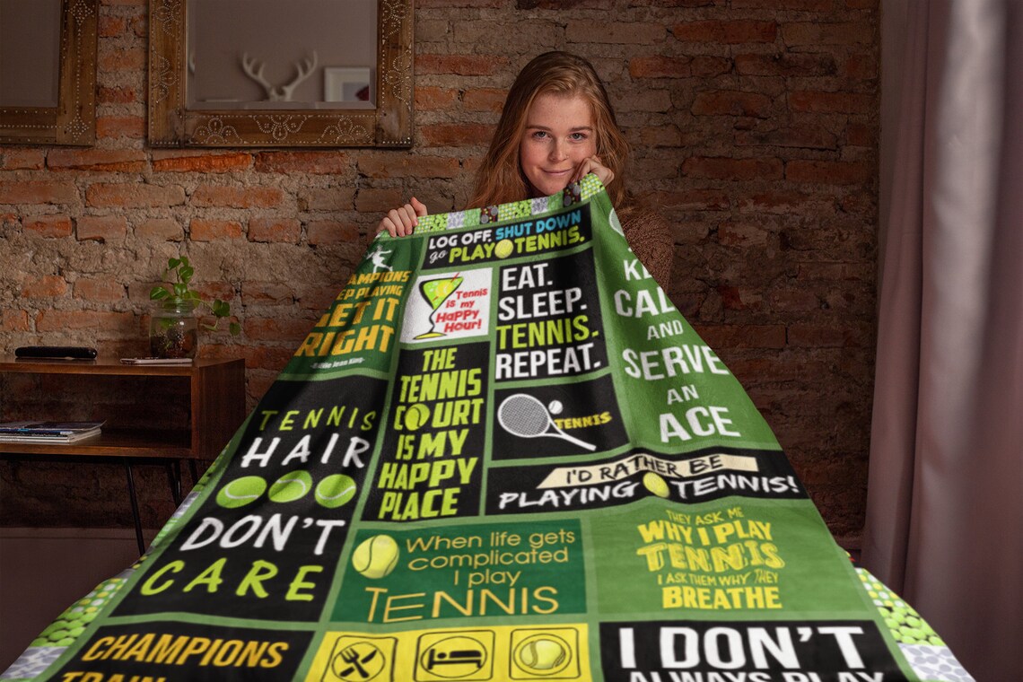 Tennis Blanket Tennis Quilt Tennis Fleece Blanket Sport Etsy