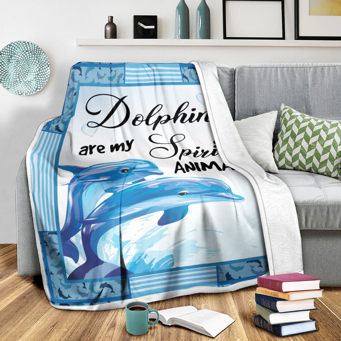 Dolphin Blanket Dolphin Quilt Dolphin Fleece Girl Blanket Etsy
