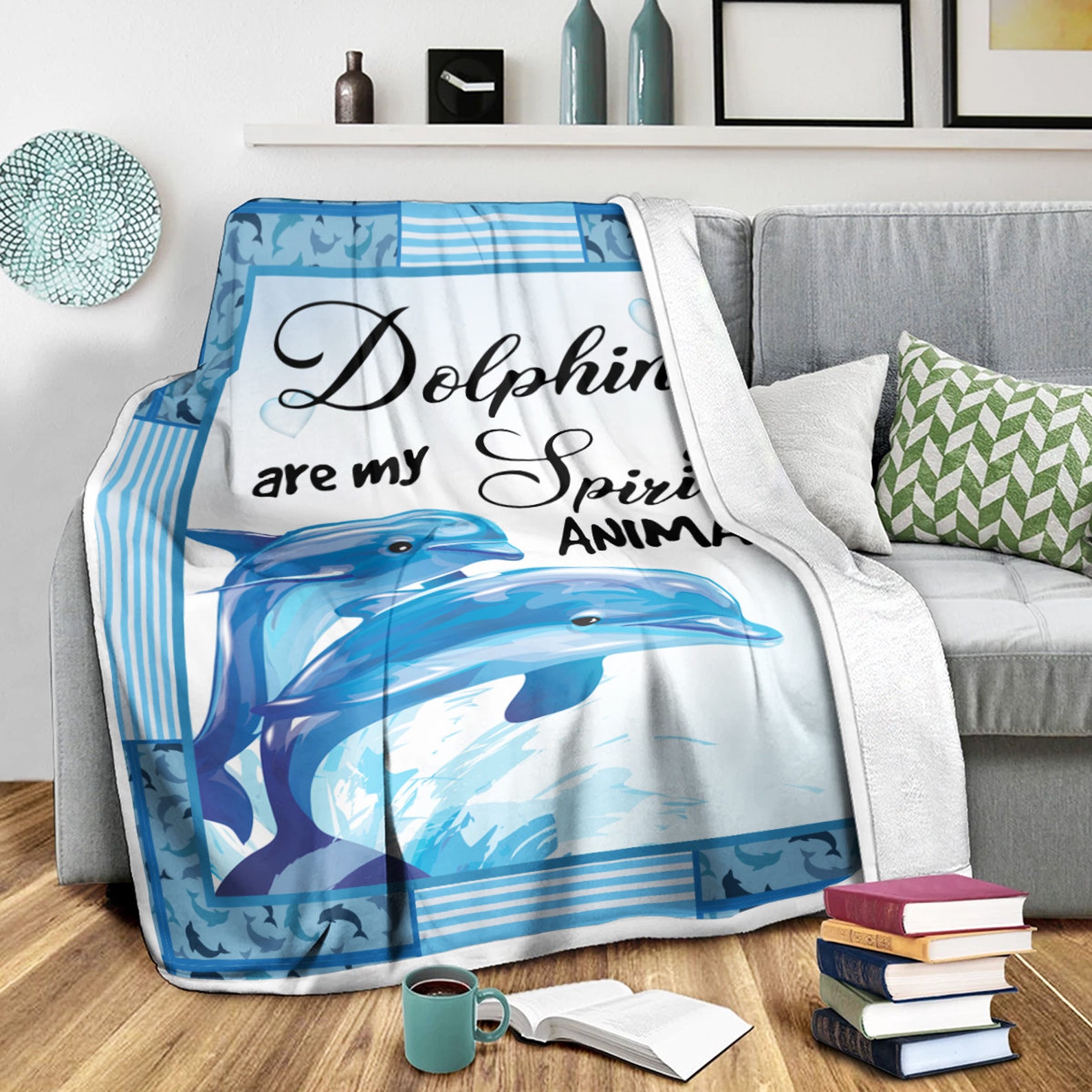 Dolphin Blanket Dolphin Quilt Dolphin Fleece Girl Blanket Etsy