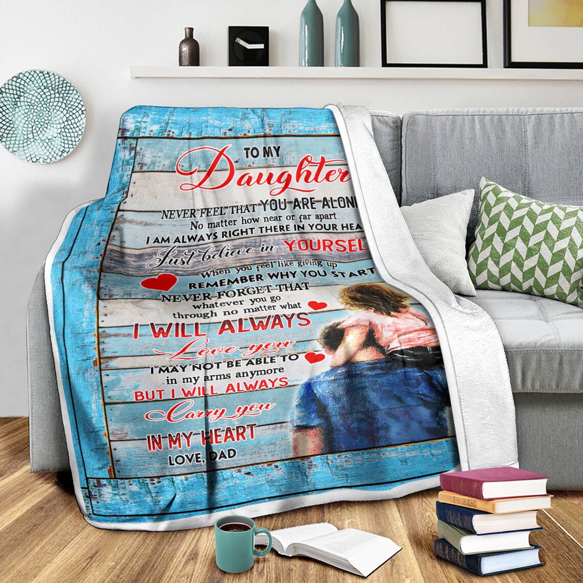 To My Daughter Blanket From Dad Hugging Daughter Blanket To Etsy