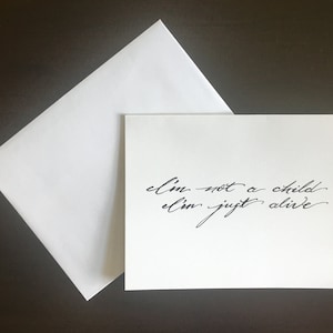 Gedicht Notecard: "Ich bin kein Kind, ich bin nur am Leben"