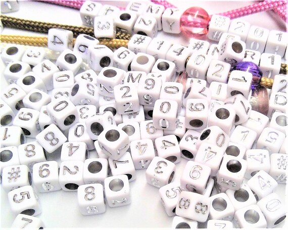 Ø 7 mm-blanc avec impression noire-Mix Sadingo chiffres Perles 100 pcs