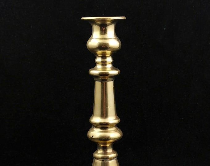 Antique Victorian brass Ejector candlestick, single
