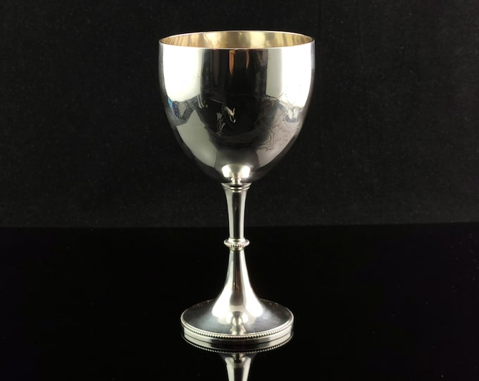 Antique Victorian sterling silver wine goblet, Dog