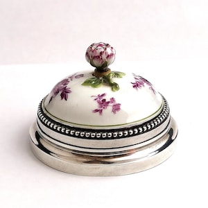 Antique French Silver and Ceramic door bell push, Bell ringer