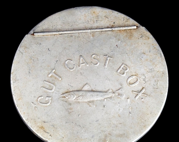 Antique gut cast box, fishing line holder, Salmon fishing