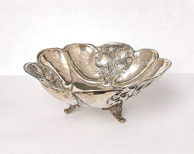 Vintage Greek silver centrepiece dish, bowl, foliate