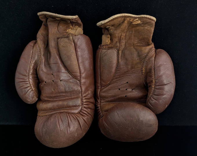 Antique leather boxing gloves, Lilywhites