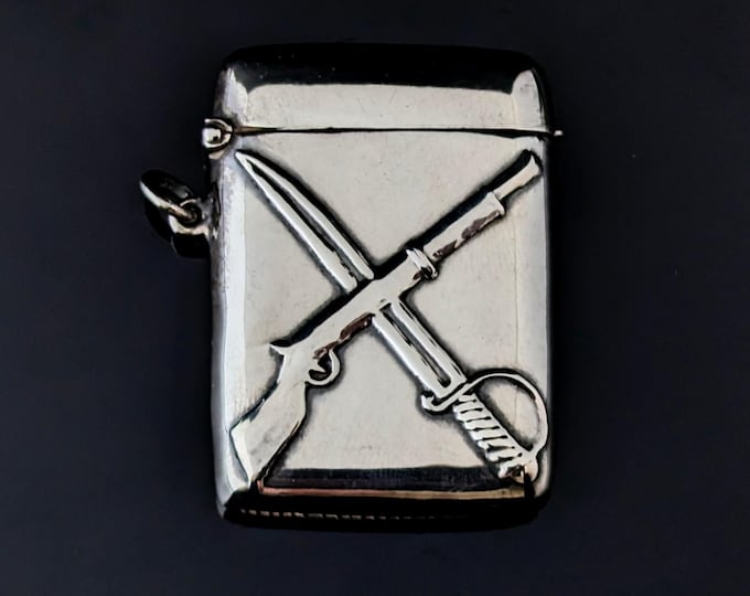 Vintage Sterling silver Military themed vests case