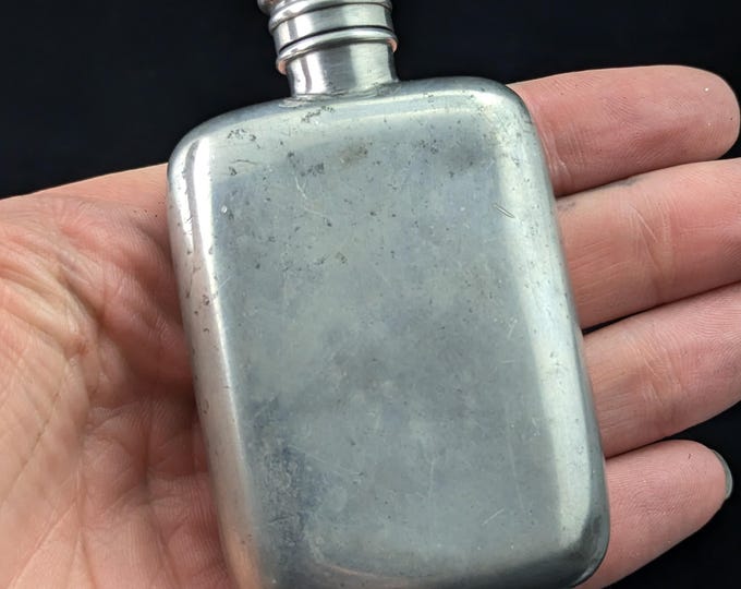 Rustic Antique pewter hip flask, small