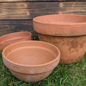 Pots de fleurs vintage en terre cuite, argile naturelle, lot de 3