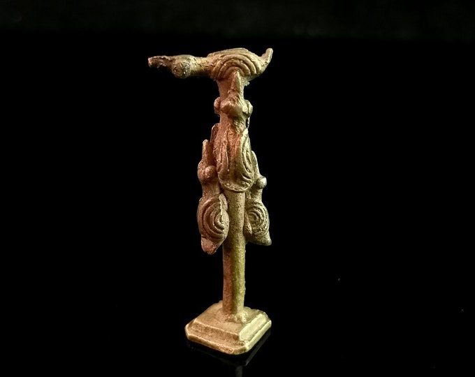 Antique bronze pipe tamper, totem pole