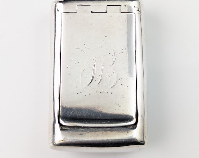 Antique sterling silver snuff box, circular
