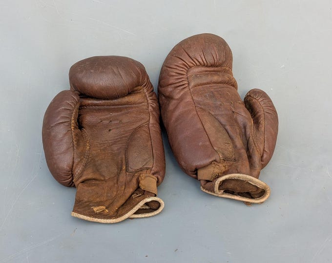 Antique leather boxing gloves, Art Deco, c1920s