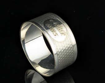 Rustic Antique silver plated napkin ring, ABP 1885