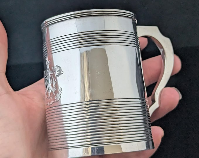 Antique Georgian sterling silver Christening mug, Half pint tankard