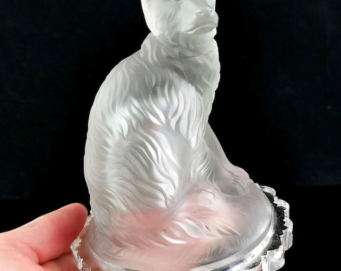 Antique dog sculpture, pressed glass figure