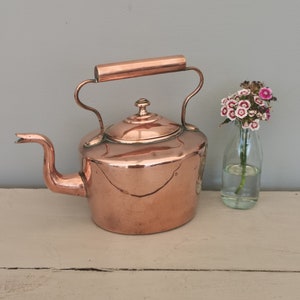 Antique copper kettle, large, Victorian