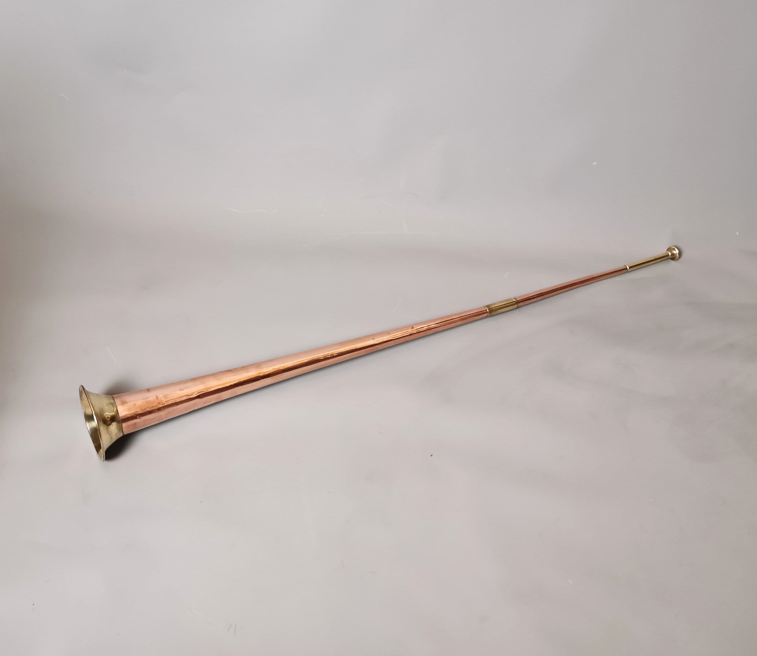 Reserved Antique Copper and brass heraldic trumpet, Buisine