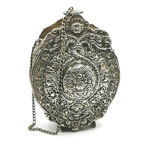 Antique Greek silver plated powder flask