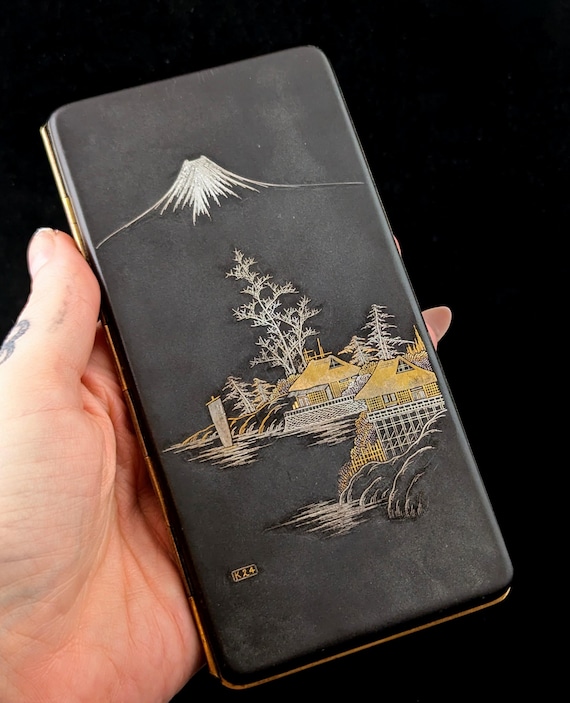 Antique Japanese Komai style Zogan cigarette case