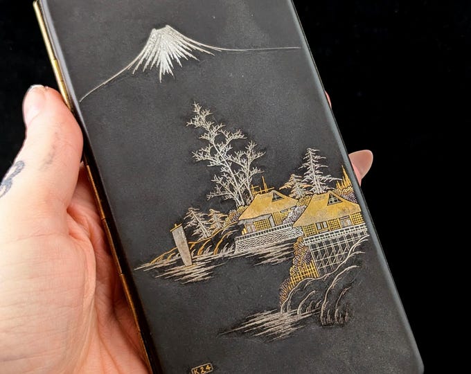 Antique Japanese Komai style Zogan cigarette case