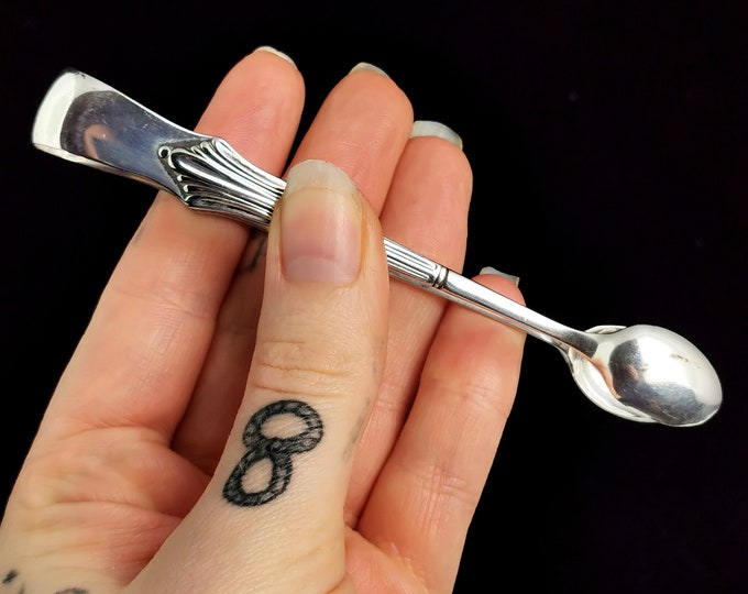 Antique sterling silver sugar tongs, Victorian