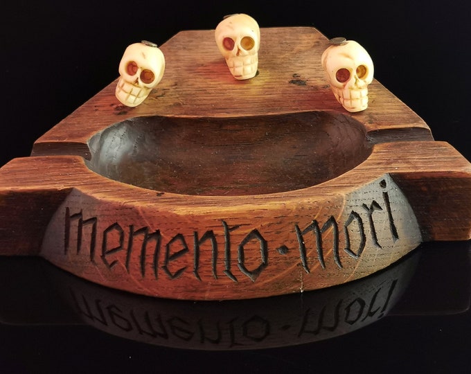 Antique Memento Mori carved bone skull ashtray