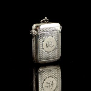 Antique Victorian sterling silver vesta case, match safe