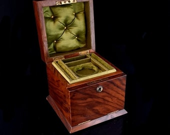 Antique Victorian walnut jewellery box, Fall front
