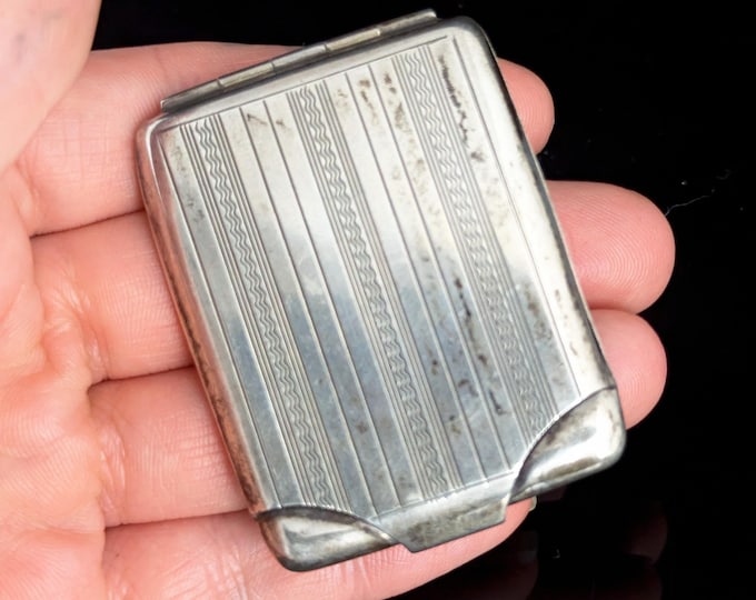 Vintage Art Deco sterling silver match safe, match holder