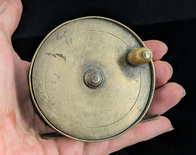 Antique full brass fishing reel, salmon, fly fishing