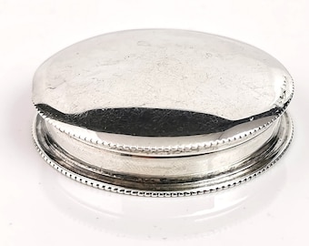 Antique sterling silver snuff box, circular