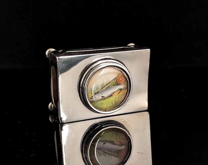 Antique large sterling silver table vesta, matchbook cover