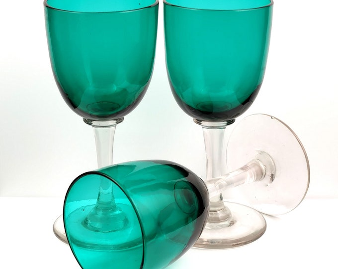 Antique Victorian Bristol Blue drinking glasses, set, Sherry glass