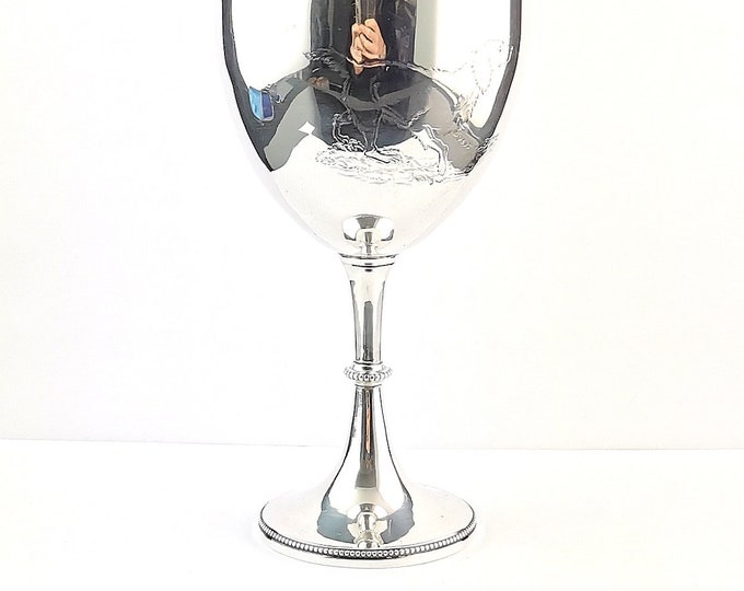 Antique Victorian sterling silver wine goblet, Dog