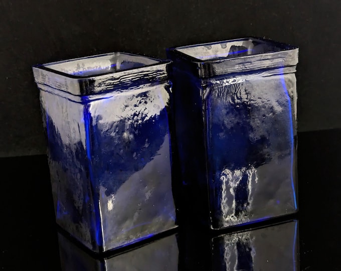 Pair of vintage cobalt blue glass vases
