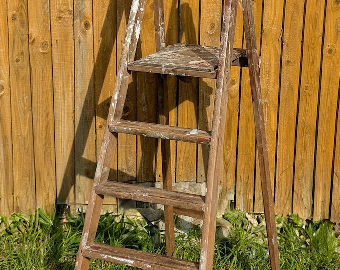 Rustic vintage step ladders, A frame, Paint splatter